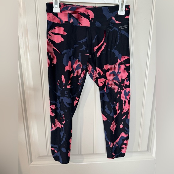 2/for $20 🪩 CALVIN KLEIN Women’s Pink/Navy Floral Leggings 💕 (Size Small) - Picture 3 of 12